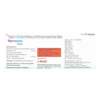 NERVSENZ NEW Tablet 10's - Neuropathic Pain-Dru