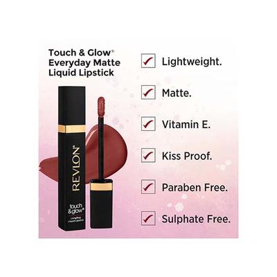 Revlon Touch & Glow Everyday Matte Liquid Lipstick- Maroon Monarch 5 ml - Liquid Lipsticks