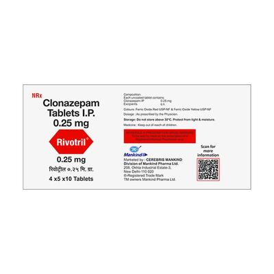 Rivotril 0.25mg Tablet 10'S - Anxiety-Anx