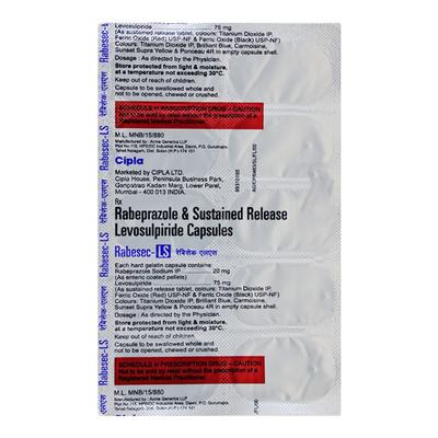 Rabesec LS 75/20mg Capsule 10'S - Ulcer/Reflux/Flatulence-Aaa