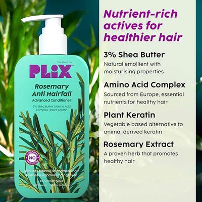 PLIX Rosemary Anti Hairfall Regime - Advanced Shampoo-Conditioner, Reduces Hair Fall 200 ml - Dry Shampoos & Conditioners