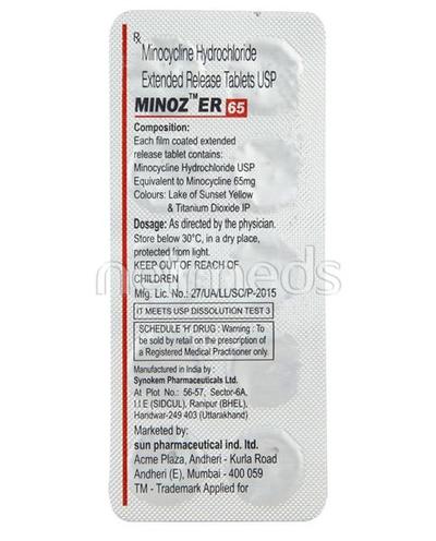 Minoz ER 65mg Tablet 10'S - Bacterial Infections-Tet