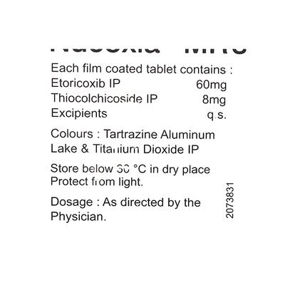 Nucoxia MR 8mg Tablet 10'S - Muscle Cramps/Spasticity-Mus