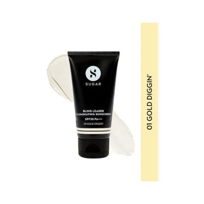 Sugar Cosmetics Bling Leader Illuminating Sunscreen SPF 35 Pa+++01 Gold Diggin 50gm - Face Sunscreen