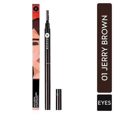 SUGAR Cosmetics Arch Arrival 3-in-1 Brow Shaper - 01 Jerry Brown (Medium Brown) 0.35 gm - Eyebrow Pencils & Enhancers