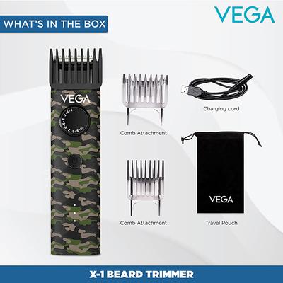 Vega Men X1 Beard Trimmer for Men with Quick Charge 90 Mins Time Waterproof for Cord and Cordless Use and 40 Length Settings (VHTH-16) 1's - Trimmers