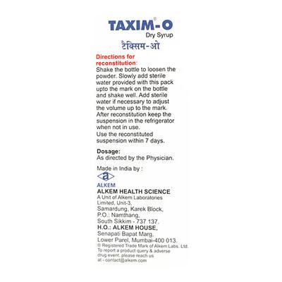 TAXIM O JUICY ORANGE AND LEMON FLAVOUR Dry Syrup 30ml - Bacterial Infections-Cep