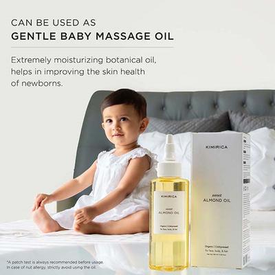 Kimirica 100% Pure Cold-Pressed Extra Virgin Sweet Almond Oil for Healthy Hair Glowing Skin 100 ml - Hair Oils