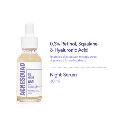 Acne Squad Knight Serum with 0.3% Retinol + Squalane + Hyaluronic Acid 30 ml - Essences