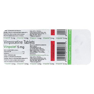 VINPOLET 5mg Tablet 10's - Nootropics And Neurotrophics