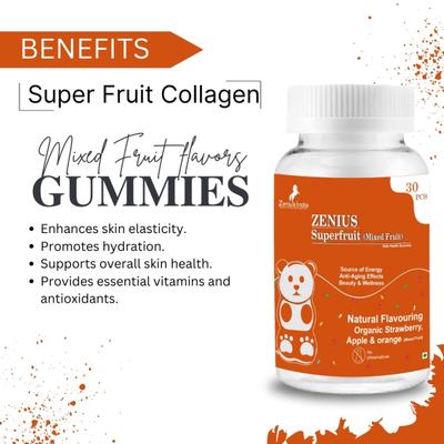 Zenius Super Fruit Collagen Mixed Fruit Gummies 30's - Hair & Skin