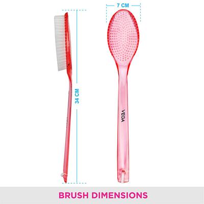 Vega New Luxury Bristle Bath Brush for Gentle Body Massage, Pink (BA-1/3) 170 gm - Body Scrubbers & Brushes