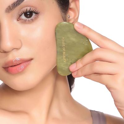 House of Beauty Jade Guasha Kit For Double Chin, Jawline, Cheek Bones & Nose Contouring (3 Pcs) 1's - Face Oils