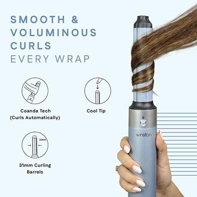Winston 5 in 1 Hair Blow Brush Multi Styler with Auto Wrap Curler, Blow Brush, Straightening Brush, Dryer, and Curl Enhancer Suitable for All Hair Types- ICE BLUE 1s 1's - Hair Dryers