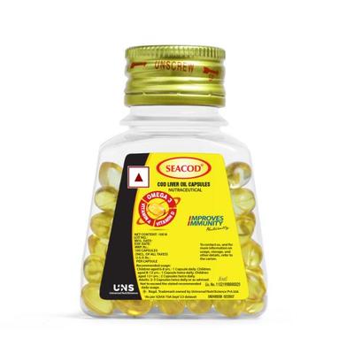 Seacod Cod Liver Oil Capsules 100's - Omega Fish Oil Fatty Acids