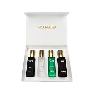 La French Classic Luxure Oud, White Gold, Black Gold, 0.6 Eau De Parfum Gift Set 20ml each for Unisex 4's - Men Perfumes (Edt/Edp)