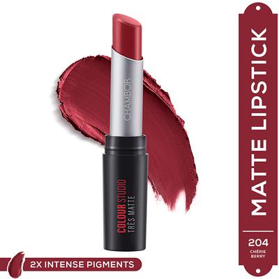 Chambor Tres Matte Lipstick Lasting Bold Pigment With SPF 30 N 204 Cherie Berry 3.2 gm - Lipsticks
