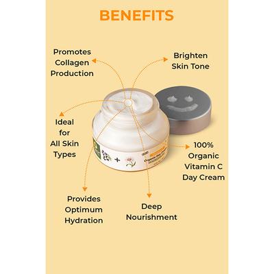 Organic Harvest Brightening Day Cream Kakadu Plum,Acai Berry & Rice Water Enriched With Vitamin C 50 gm - Day Cream