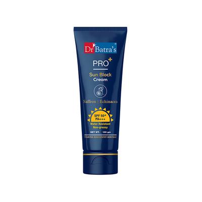 Dr Batras Pro+ Sun Block Cream for Sun Protection, Enriched with Saffron 100 gm - Face Sunscreen