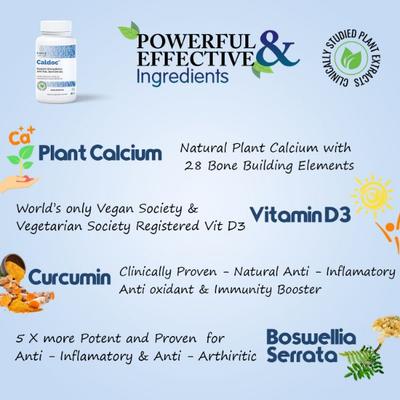 Curae Health Caldoc Plant Calcium Vitamin D3 Tablets 60's - Calcium And Minerals