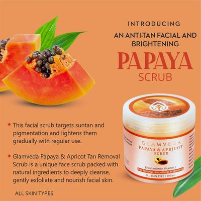 Glamveda Papaya Anti Tan Face Scrub 100 gm - Face Scrubs