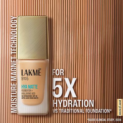 Lakme 9To5 Hya Matte Foundation + Hyaluronic Acid Cool Tan 25 ml - Foundation
