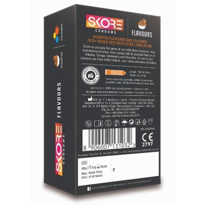 Skore 1500+ Raised Dots Condoms - Assorted Flavour 20's - Plain/Flavoured Condoms