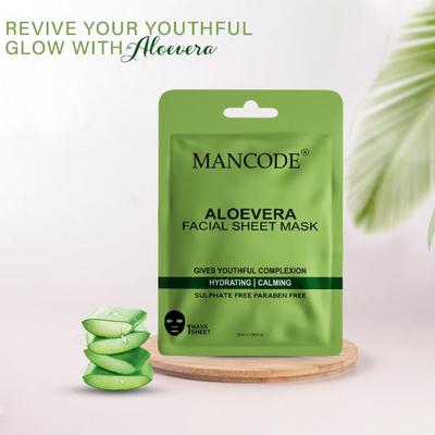 Mancode Aloe Vera Facial Sheet Mask For All Skin Types 25 gm - Face Mask
