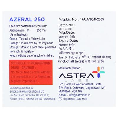 AZERAL 250 Tablet 6's - Bacterial Infections-Mac