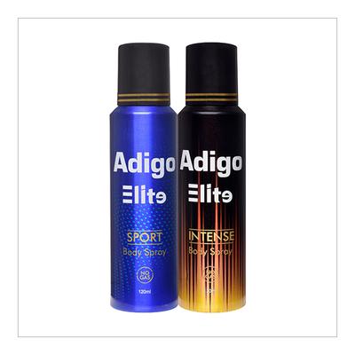 Adigo Elite No Gas Body Spray - Sport + Intense (Pack of 120 ml Each) - Men Deodorants/Roll-Ons