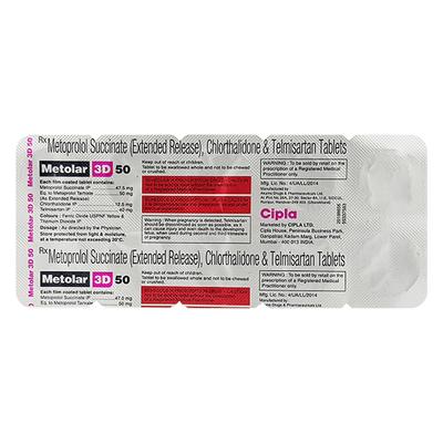 METOLAR 3D 50 Tablet 10's - Hypertension-Ana