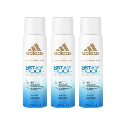 Adidas Instant Cool 24H Compressed 100ml Deodorant Set 3's - Men Deodorants/Roll-Ons