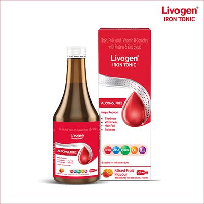 LIVOGEN IRON TONIC ALCOHOL FREE MIXED FRUIT FLAVOUR Syrup 200ml - Supplements-Vam