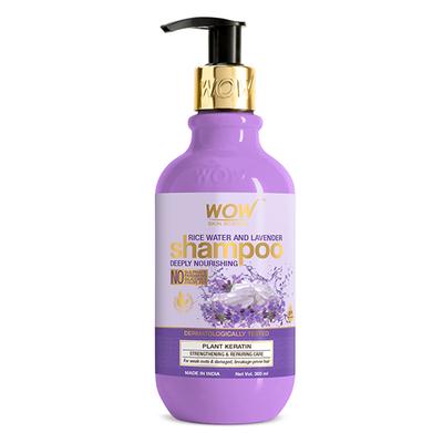 Wow Life Science Rice Water Shampoo with Rice Water, Rice Keratin & Lavender Oil 300 ml - Shampoos