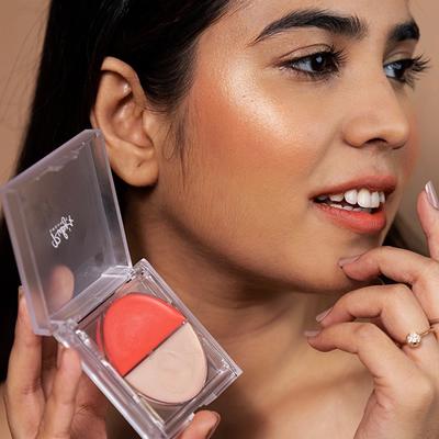 Ruby'S Organics 2 In 1 Creme Highlighter & Blush Duo - Aura + Peach 9 gm - Face Palettes