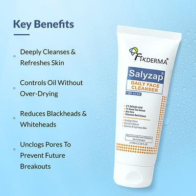 Fixderma 2% Salicylic Acid Face Wash for Oily Skin Acne Clearing Face Wash for Men & Women 10 ml - Face Wash & Cleansers