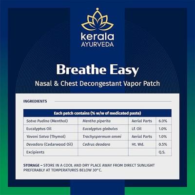 Kerala Ayurveda Breathe Easy Vapor Patch 4's - Cough & Cold (Ayush)