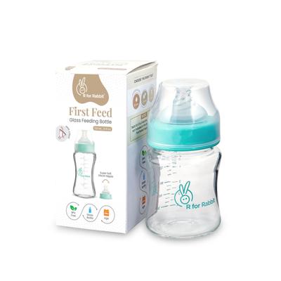R for Rabbit First Feed Glass Feeding Bottle 120 ml - Sea Green 1's - Feeding & Nursing