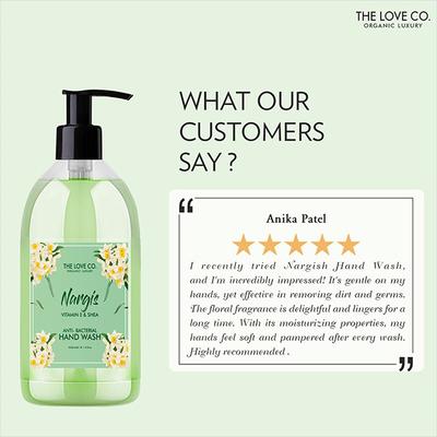The Love Co. Nargis Hand Wash For Moisturized Hand - Gentle Cleanser for Soft Hands - Liquid Hand Soap Suitable for Sensitive Skin 300 ml - Hand Wash & Soaps