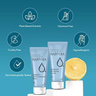 Namyaa Underarm Whitening Cream Kit for Dark Underarm and Uneven Tone with Vitamin C and Charcoal Extracts 100gm 2's - Intimate Hygiene