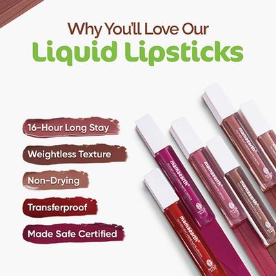 Mamaearth Feather Light Liquid Matte Lipstick with Coconut & Vitamin E for 16-Hour Long Stay (Weightless & Non-Drying) - 04 Nude Rose 3.5 ml - Lipsticks