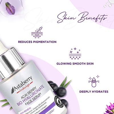 Astaberry Indulge Acai Berry Bio Hyaluronate Face Serum for Skin Renew - Delays Ageing 30 ml - Face Serum
