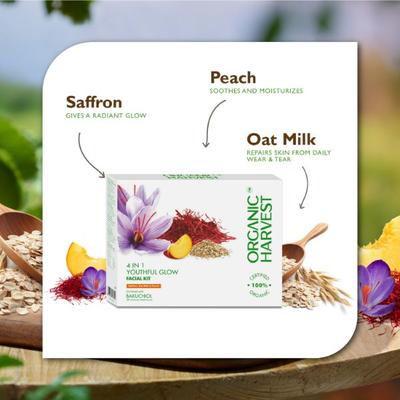Organic Harvest 4-in-1 Vitamin A Facial Kit Increases Skin Elasticity, Ideal for Dry & 50gm 4's - Facial Kits