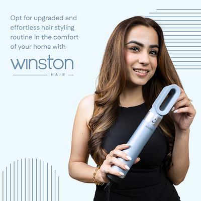 Winston 5 in 1 Hair Blow Brush Multi Styler with Auto Wrap Curler, Blow Brush, Straightening Brush, Dryer, and Curl Enhancer Suitable for All Hair Types- ICE BLUE 1s 1's - Hair Dryers