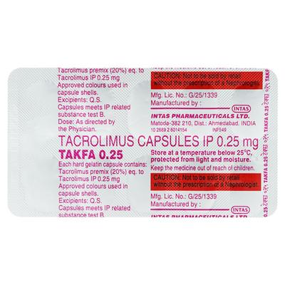 Takfa 0.25mg Capsule 10'S - Auto Immune Disease-Imm