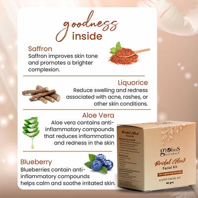 Globus Naturals Illuminating Bridal Glow 6 Step Facial Kit, for Radiant & Glowing Skin 40 gm - Facial Kits
