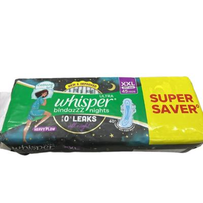 Whisper Ultra Bindazzz Nights Sanitary Pads (XXL) 45 s - Sanitary Napkins