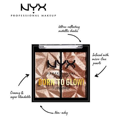 Nyx Professional Makeup Born to Glow Icy Highlighter Duo - High Key Flex 5.7 gm - Highlighters & Illuminators