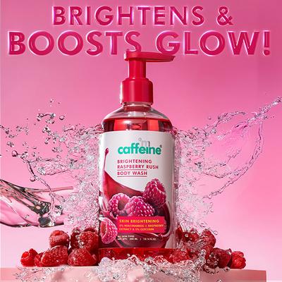mCaffeine Brightening Raspberry Body Wash - Fruity Raspberry Aroma, Vitamin C Rich & 5% Glycerine 300 ml - Shower Gels & Body Wash
