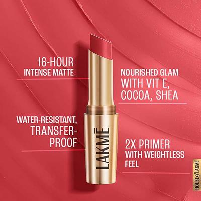 Lakme 9to5 Powerplay Priming Matte Lipstick, Lasts 16hrs, Peachy Affair, 3.6 gm - Lipsticks
